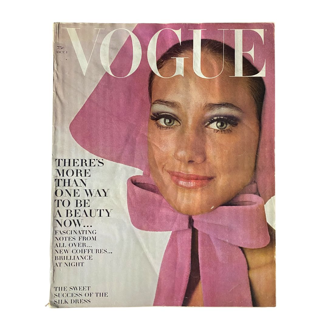 Vintage Vogue Magazine, October 1, 1965: Marisa Berenson photographed by Irving Penn on the cover.