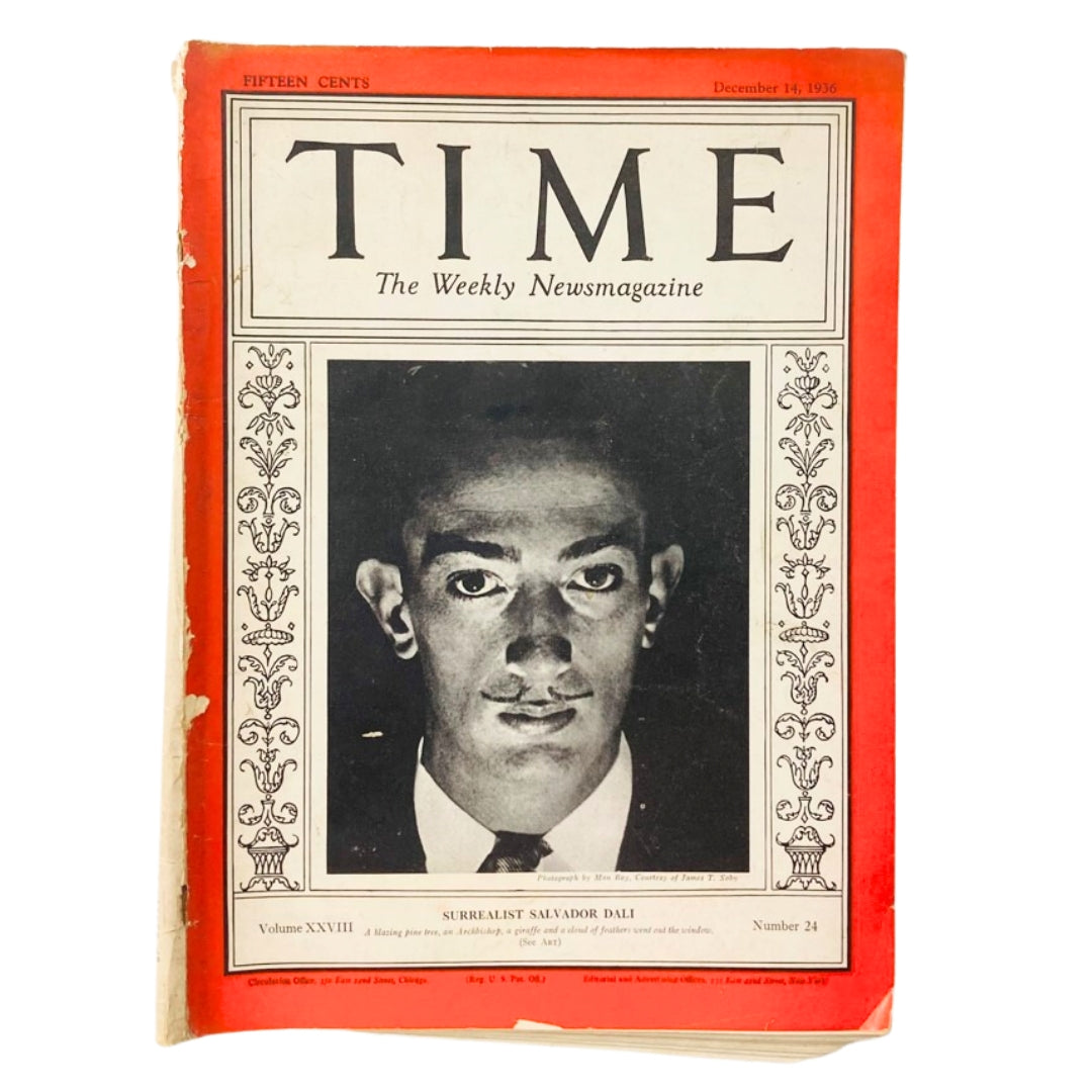 Time Magazine December 14 1936 Vol 28 No. 24 Surrealist Salvador Dali