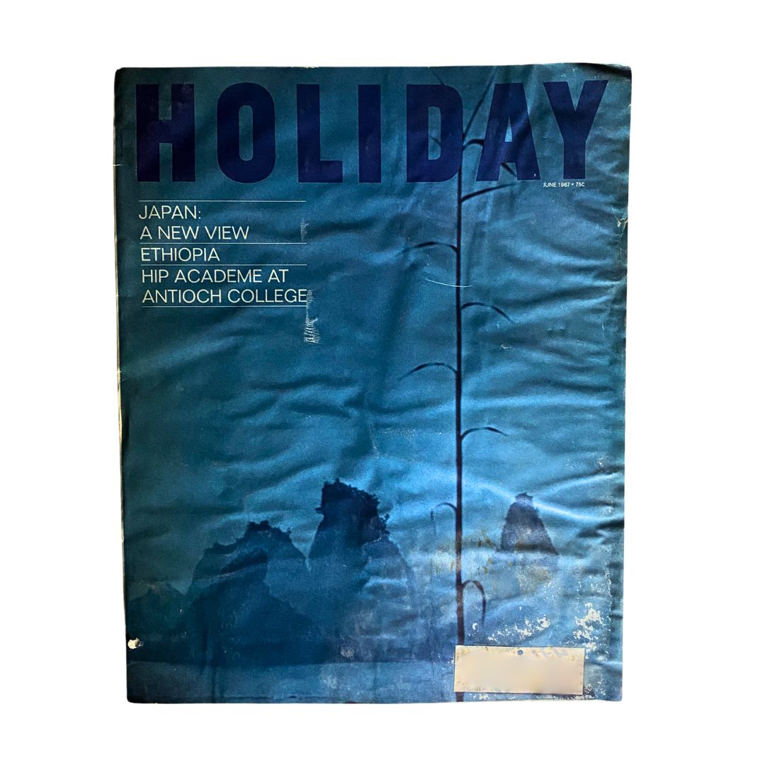 Cover of the VTG Holiday Magazine from June 1967 showcasing the title 'HOLIDAY' with a blue-themed design, featuring articles about Japan and Ethiopia.