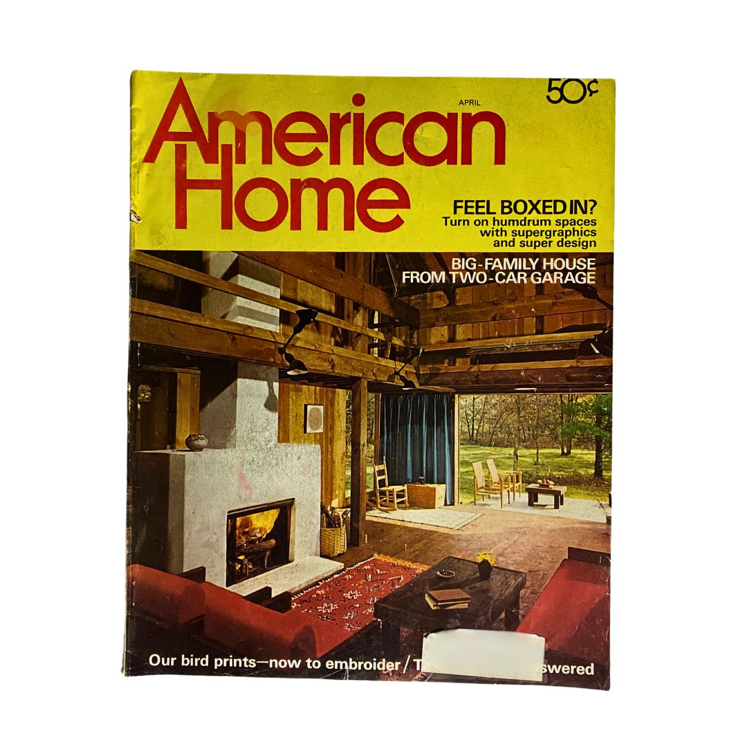 Cover of VTG American Home Magazine April 1969, featuring the Alfred Devido House by Ezra Stoller with vibrant color and mid-century design elements.