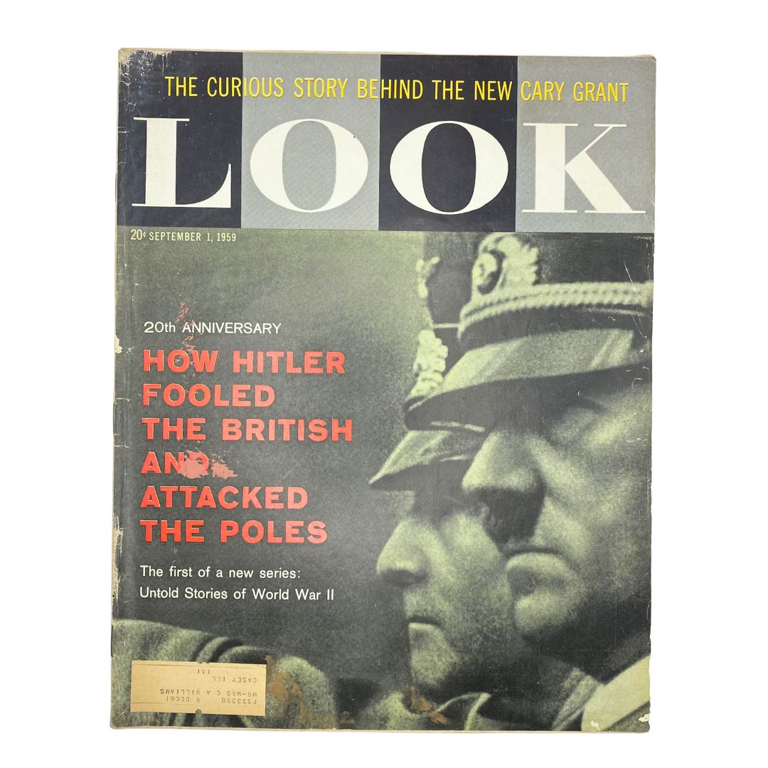 Look Magazine September 1 1959 cover featuring the headline 'How Hitler Fooled The British and Attacked The Poles' with images of military figures.