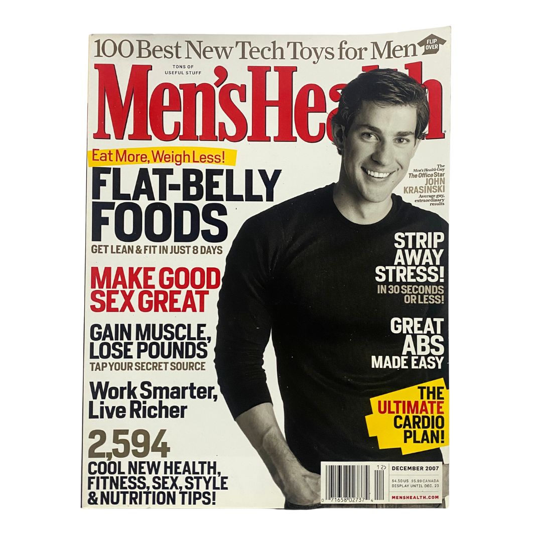 Men's Health Magazine December 2007 featuring The Office star John Krasinski on the cover, showcasing fitness tips and health advice.