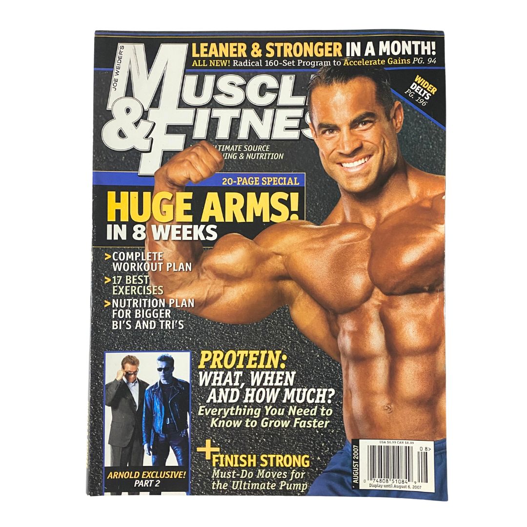 Muscle & Fitness Magazine August 2007 Vol 68 No. 8 featuring bodybuilder Mark Dugdale on the cover, showcasing fitness tips and nutrition advice for bodybuilding enthusiasts.