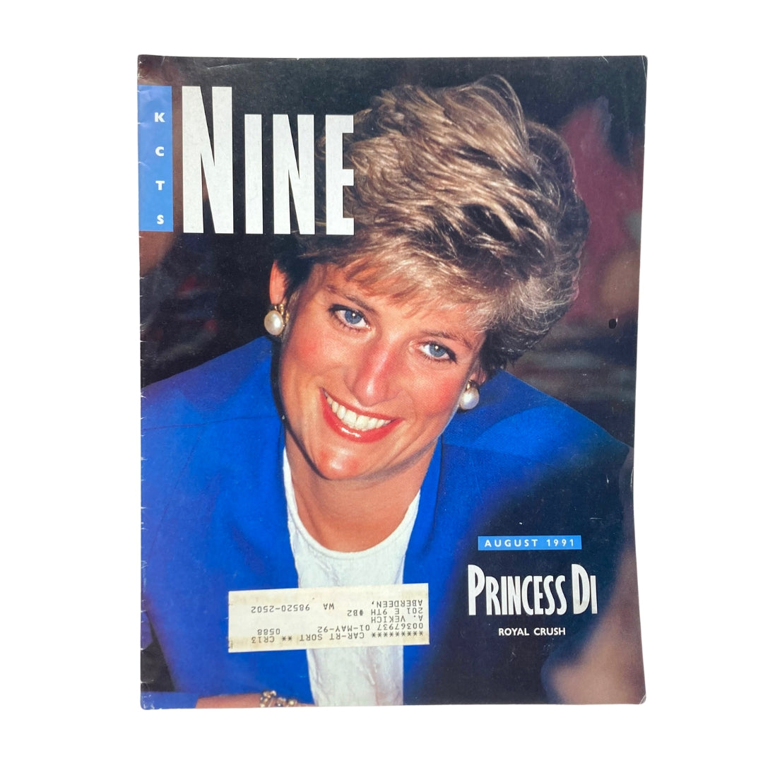 Cover of KCTS Nine Magazine, August 1991, featuring Princess Diana with the title 'Princess Di Royal Crush'.