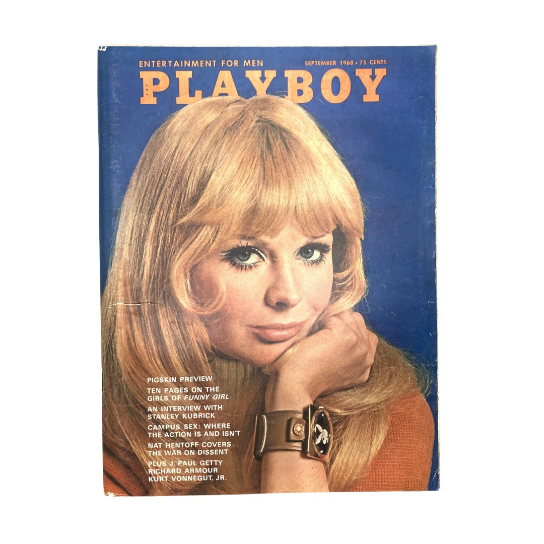 Front cover of VTG Playboy Magazine September 1968 featuring Playmate Dru Hart with blonde hair, vintage style, and bold 'PLAYBOY' title.