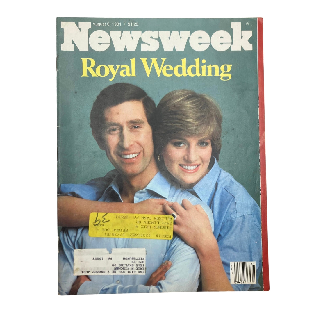 Cover of Newsweek Magazine from August 3, 1981, featuring Prince Charles and Princess Diana, commemorating their royal wedding. This vintage magazine captures the iconic moment in royal history.