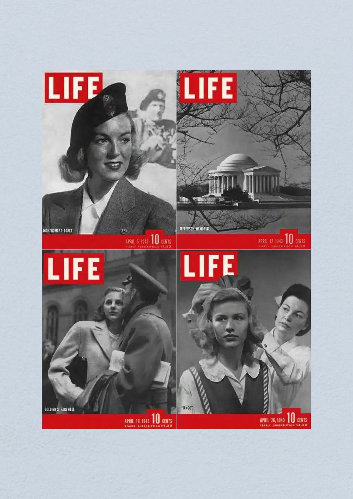 Life Magazine April 26, 1943 Cover featuring a young woman having her hair styled in a wartime context.
