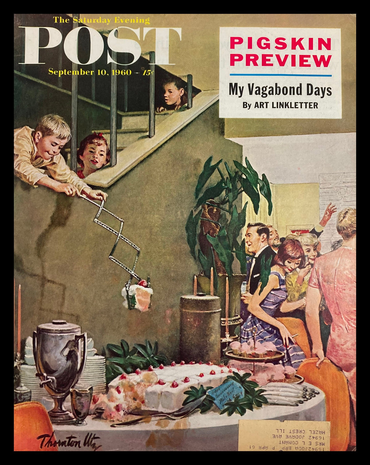 The Saturday Evening Post September 10 1960 My Vagabond Days cover featuring a playful illustration of children and a festive gathering, showcasing vibrant colors and vintage artwork.