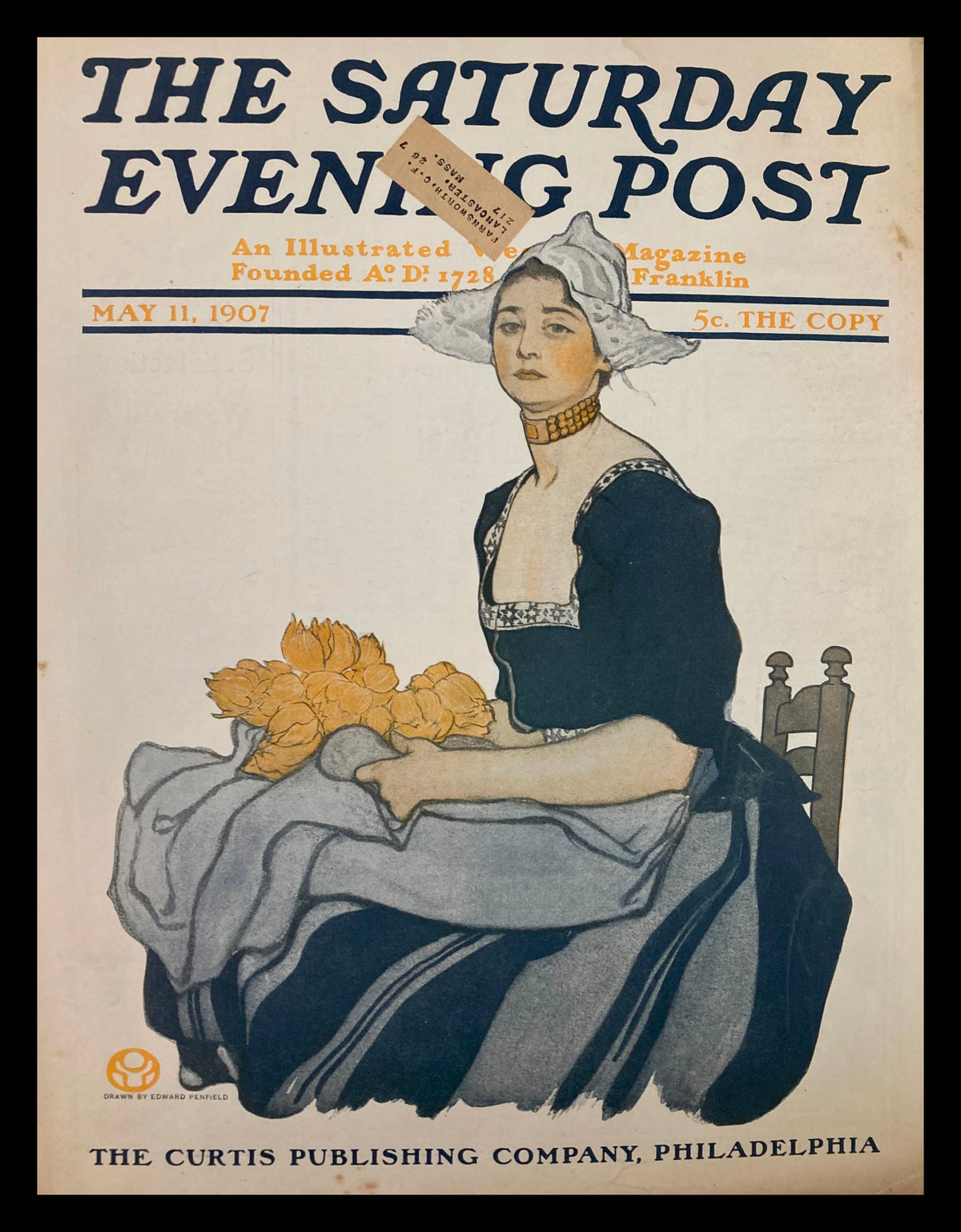 Cover of The Saturday Evening Post dated May 11, 1907, featuring The Farmer's Lady Portrait, showcasing vintage illustration and historical significance.