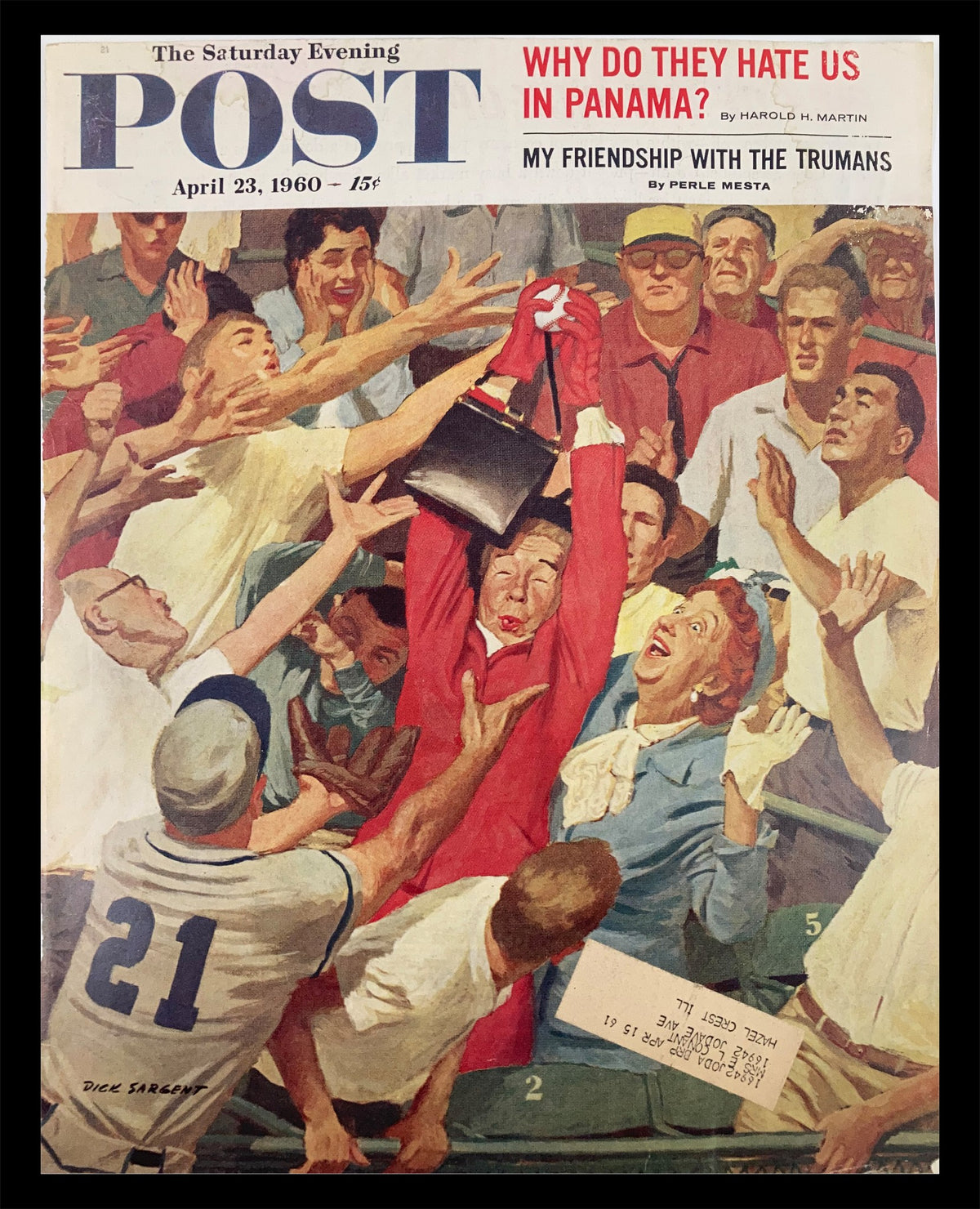Cover of The Saturday Evening Post dated April 23, 1960 featuring artwork depicting a vibrant scene of celebration and friendship with the Trumans.