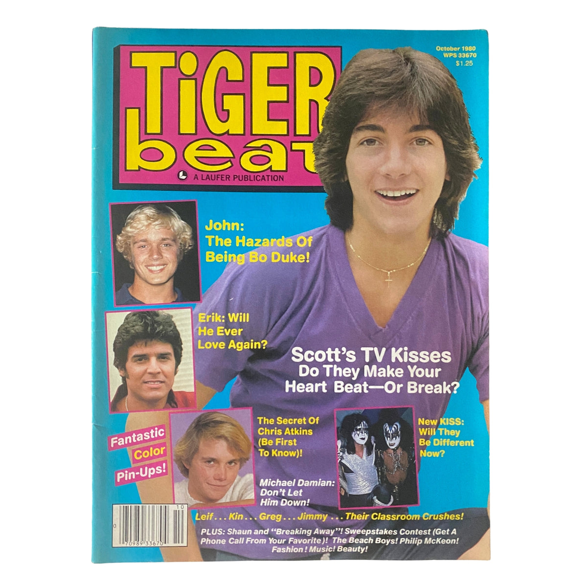 October 1980 issue of Tiger Beat Magazine featuring John Schneider and Erik Estrada on the cover, highlighting nostalgic teen culture. Includes topics such as John Schneider's role in The Dukes of Hazzard.