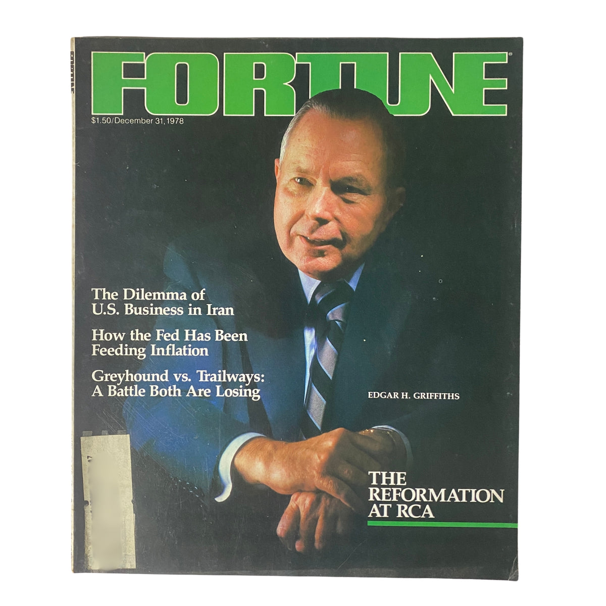 Cover of Fortune Magazine, December 31, 1978, featuring Edgar H. Griffiths, focusing on 'The Reformation at RCA'.