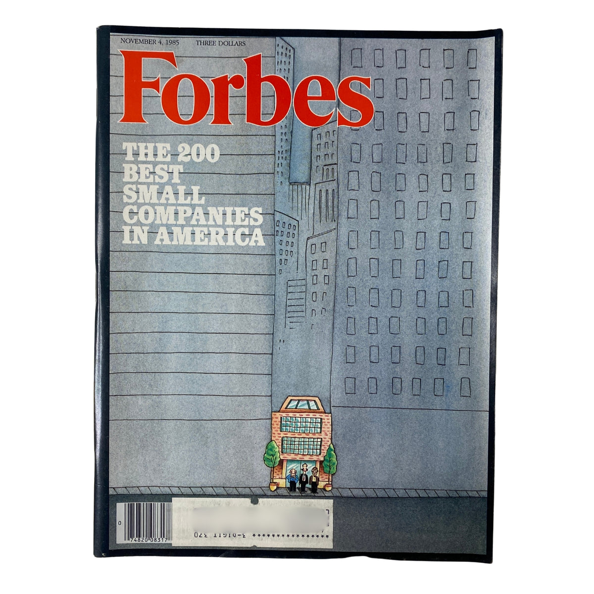 Cover of Forbes Magazine, November 4, 1985, featuring the title 'The 200 Best Small Companies in America' with a cityscape illustration.