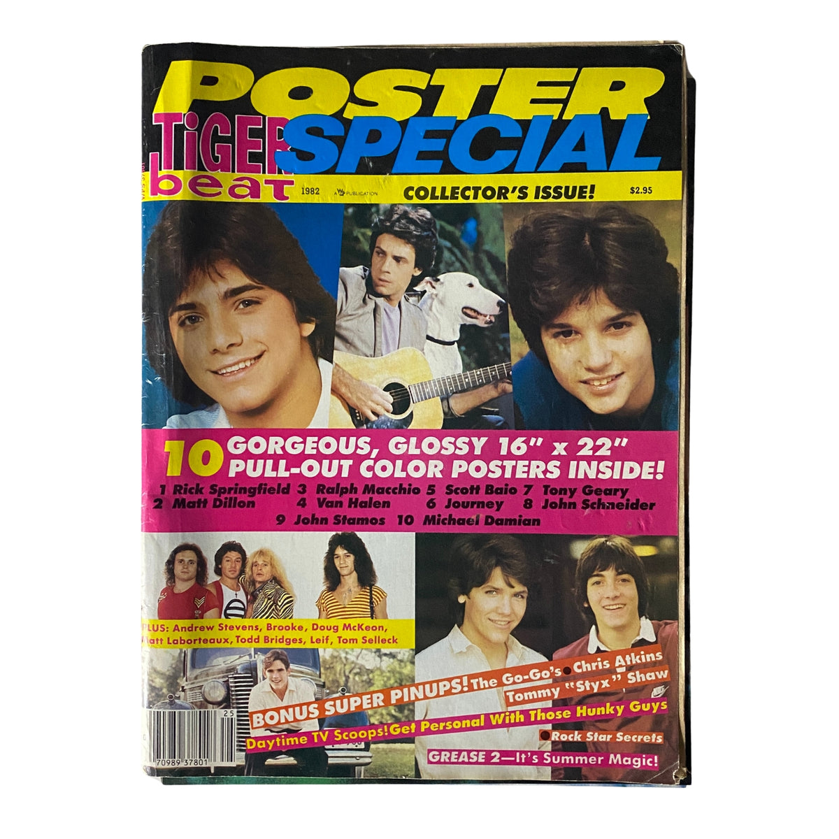 Cover of the Tiger Beat Poster Special Magazine from 1982 featuring teen idols Scott Baio and Ralph Macchio, showcasing glossy posters and celebrity features.