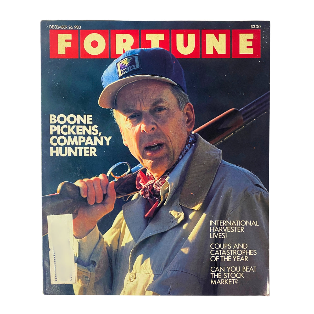 Cover of Fortune Magazine December 26, 1983 featuring an image of Boone Pickens, Company Hunter, showcasing the business theme and vintage appeal of the magazine.