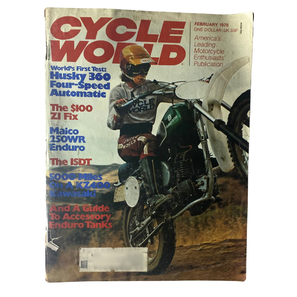 February 1976 Cycle World Magazine cover featuring Maico 250WR Cross Country, Husqvarna 360, and articles on ISDT and Kawasaki's performance, capturing the essence of 1970s motocross culture.