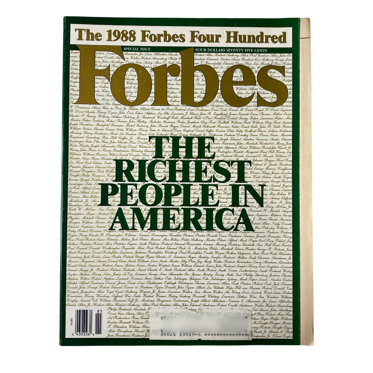 Cover of Forbes Magazine, October 24, 1988, featuring the title 'The Richest People in America' and the header 'The 1988 Forbes Four Hundred'.