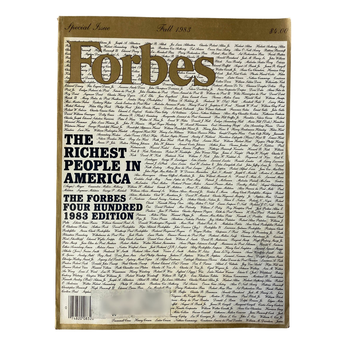 Cover of Forbes Magazine Fall 1983 featuring The Forbes Four Hundred Richest People in America, showcasing a list of wealthy individuals.