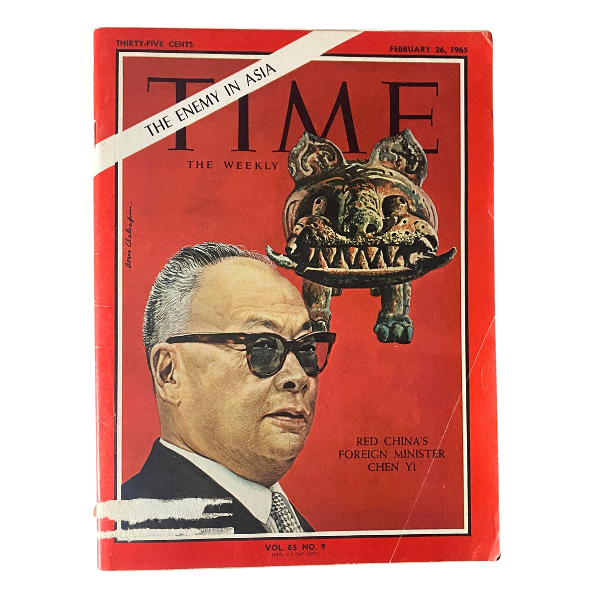 Time Magazine February 26, 1965 featuring Red China's Foreign Minister Chen Yi on the cover, showcasing significant historical imagery.