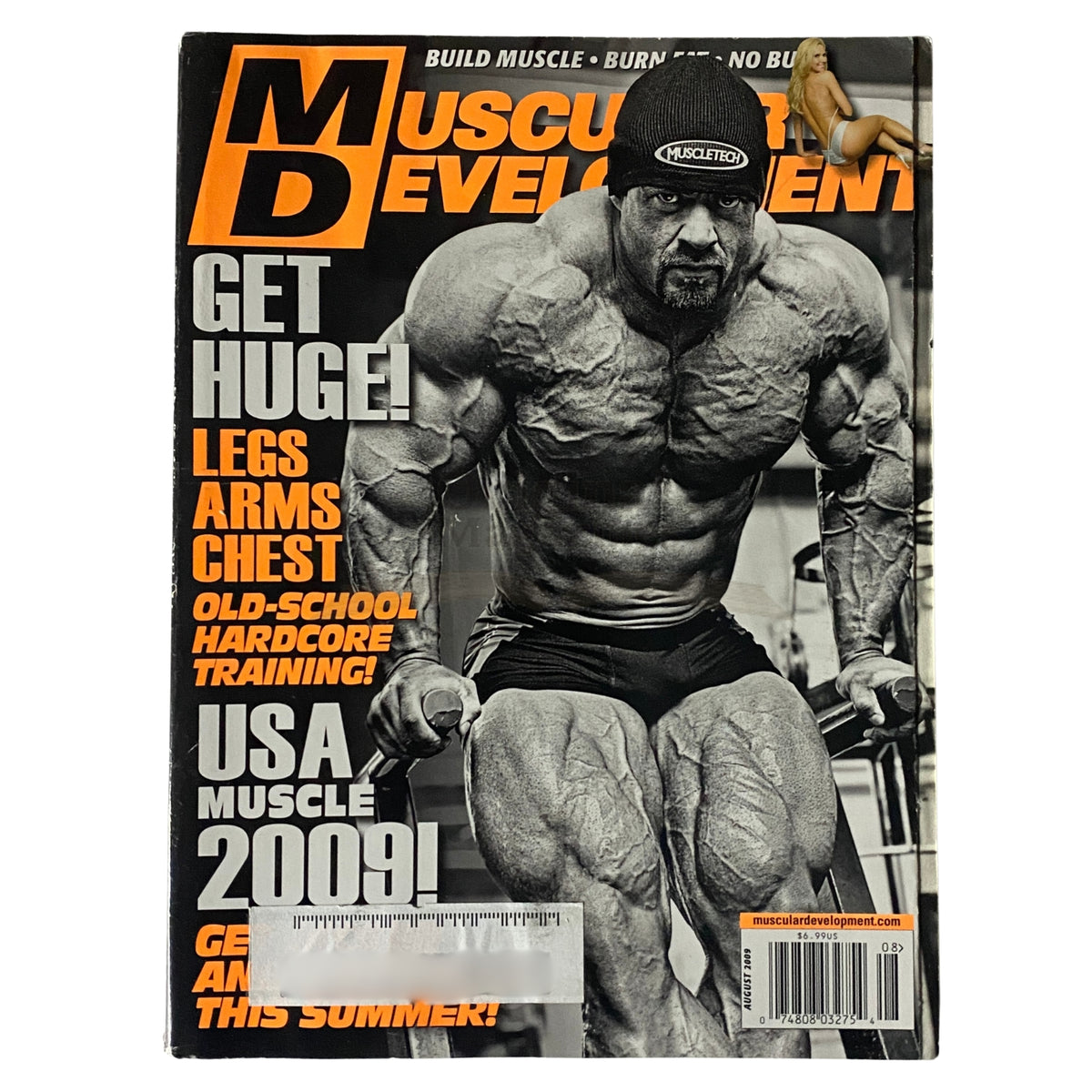 Cover of Muscular Development Magazine, August 2009, Volume 46, Number 8 featuring bodybuilder Branch Warren, showcasing themes of bodybuilding, fitness, and training.