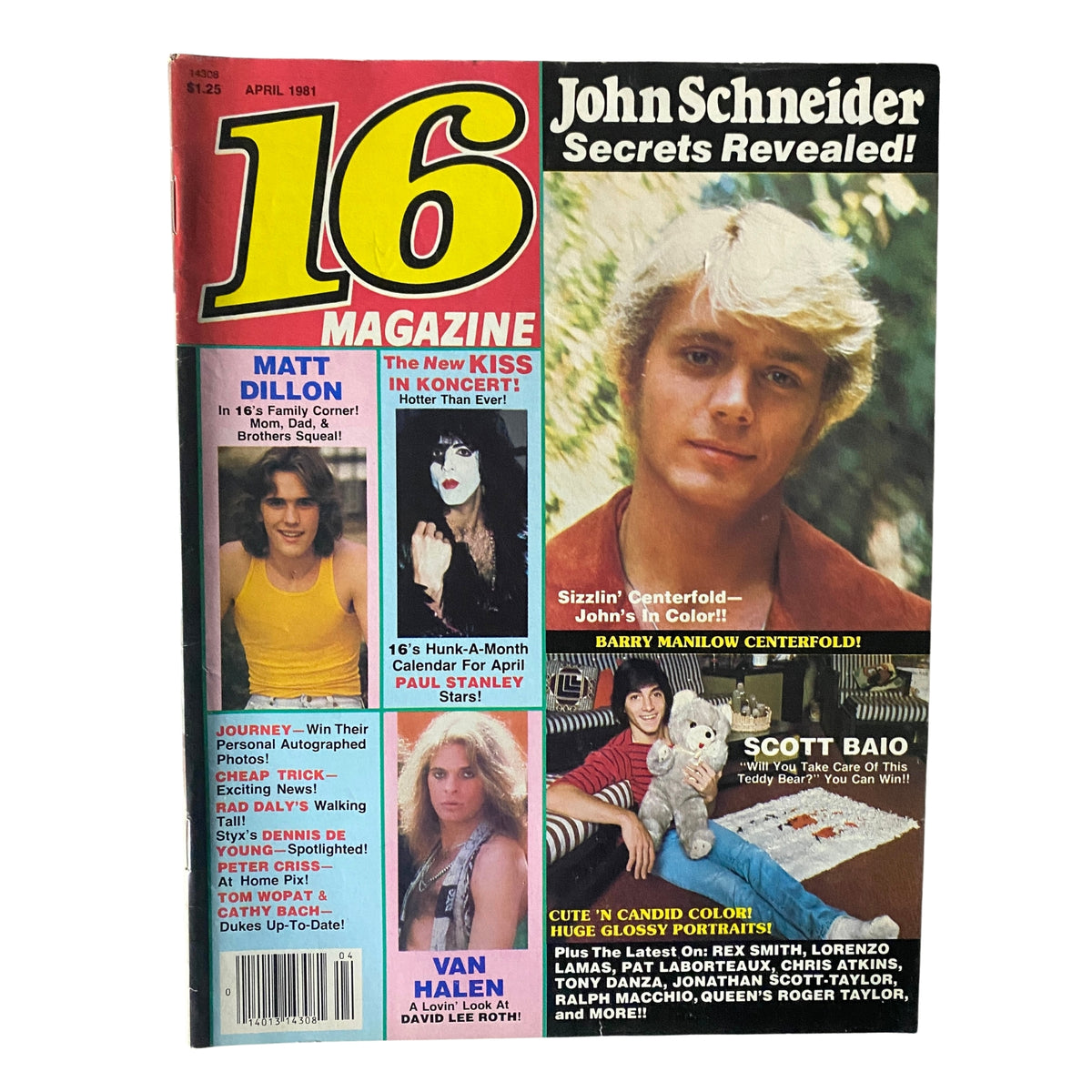 16 Magazine April 1981 John Schneider, Scott Baio w Poster No Label