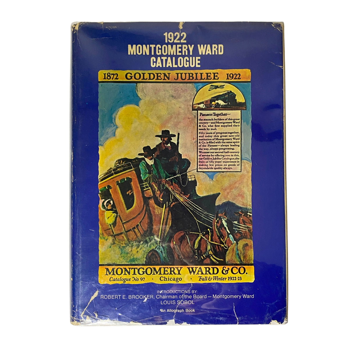 Cover of the 1922-1923 Montgomery Ward Fall and Winter Catalog No. 97 featuring a colorful illustration and details about the Golden Jubilee.