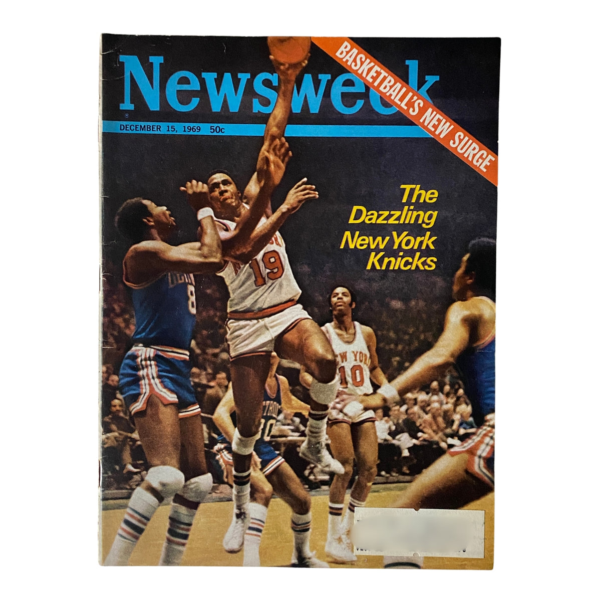 Newsweek Magazine cover from December 15, 1969 featuring 'The Dazzling New York Knicks', showcasing iconic basketball action and the players in action.
