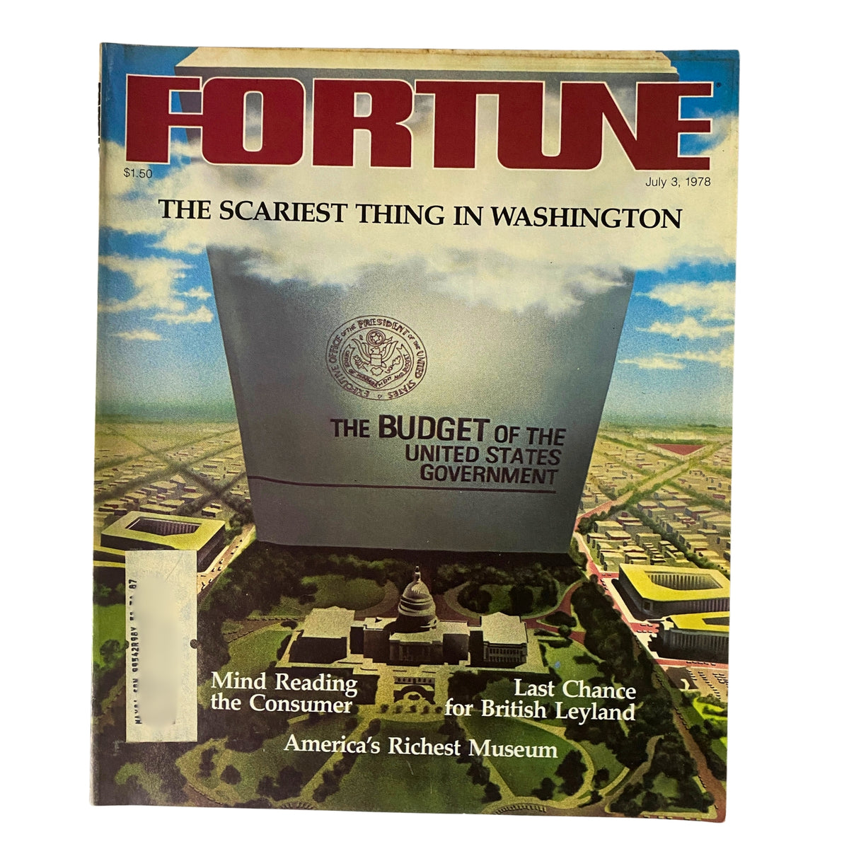 Cover of Fortune Magazine dated July 3, 1978, featuring the title 'The Scariest Thing in Washington' and an illustration showing the US Government Budget with the Capitol in the background.