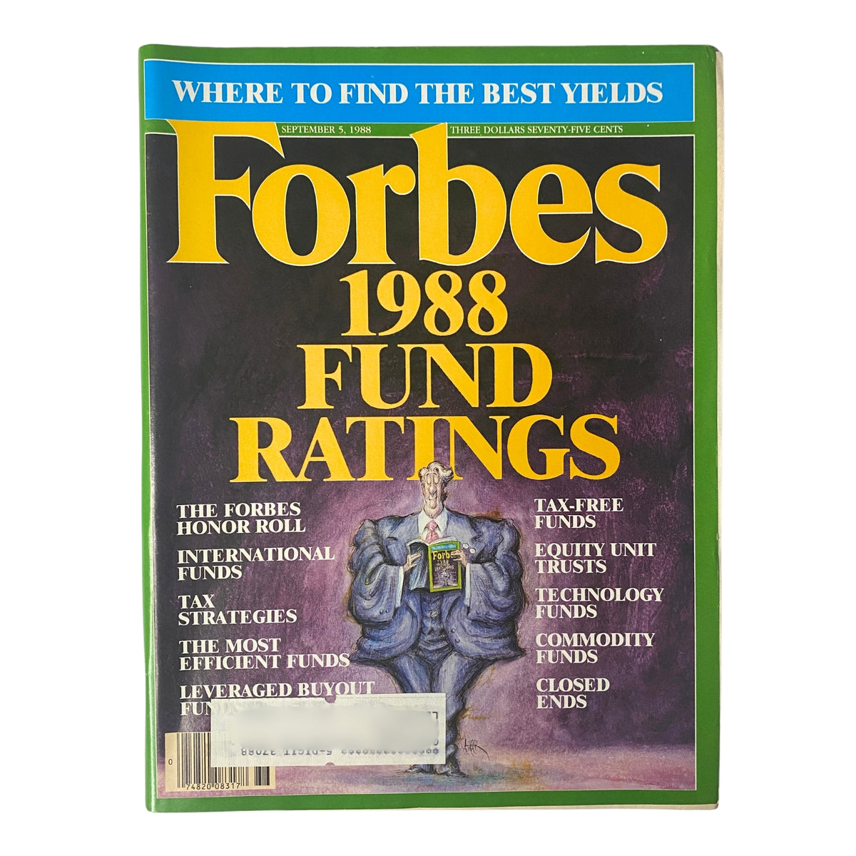 Cover of Forbes Magazine September 5, 1988 featuring the title '1988 Fund Ratings', showcasing investment strategies and the Forbes Honor Roll.