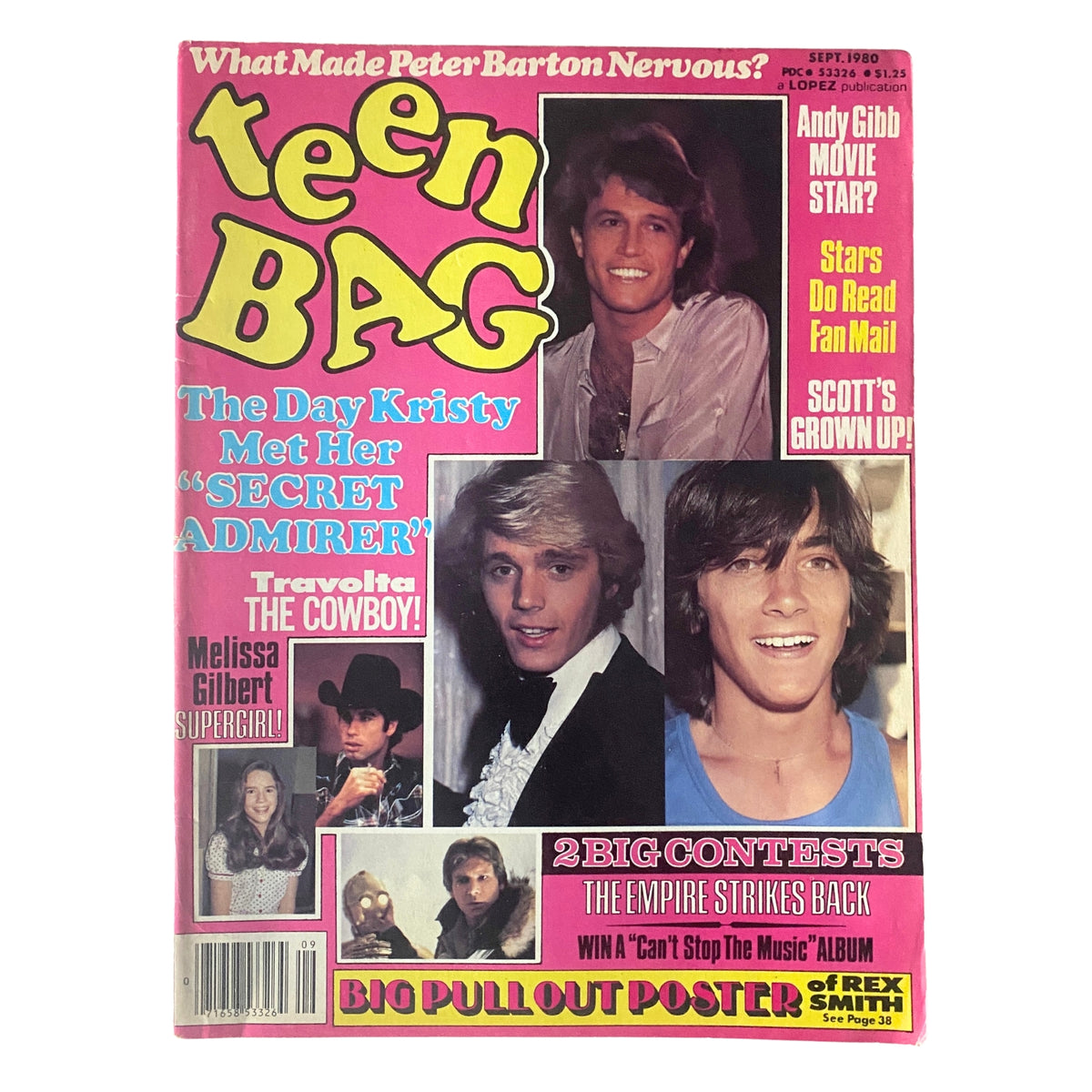 Teen Bag Magazine September 1980 John Travolta, Scott Baio w Poster No Label
