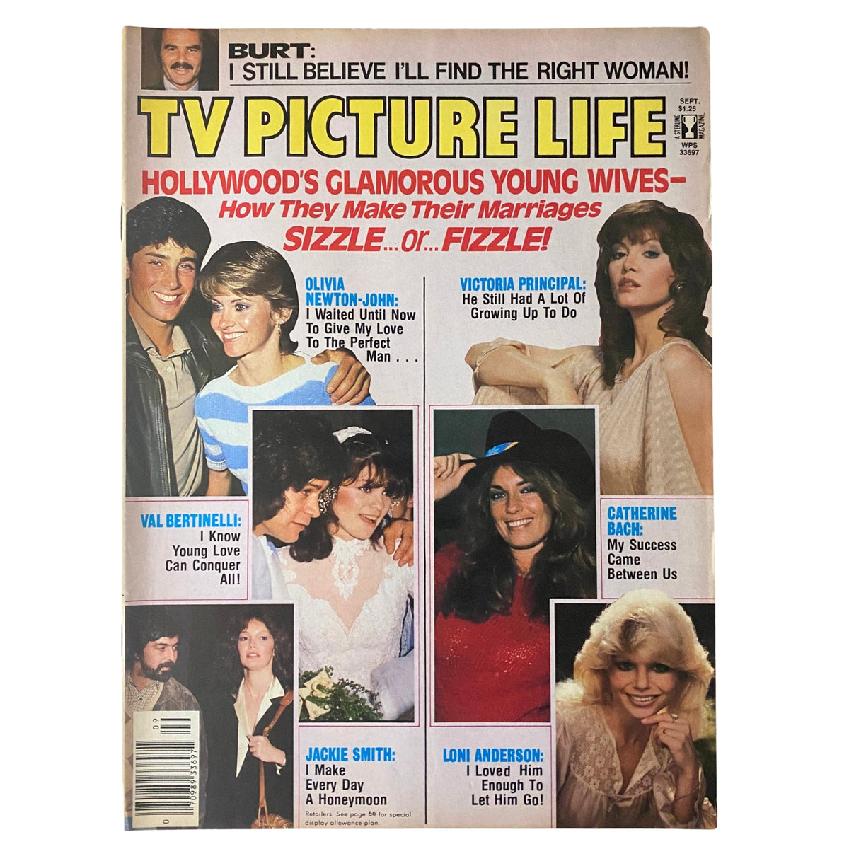TV Picture Life Magazine September Burt Reynolds, Olivia Newton-John No Label VG