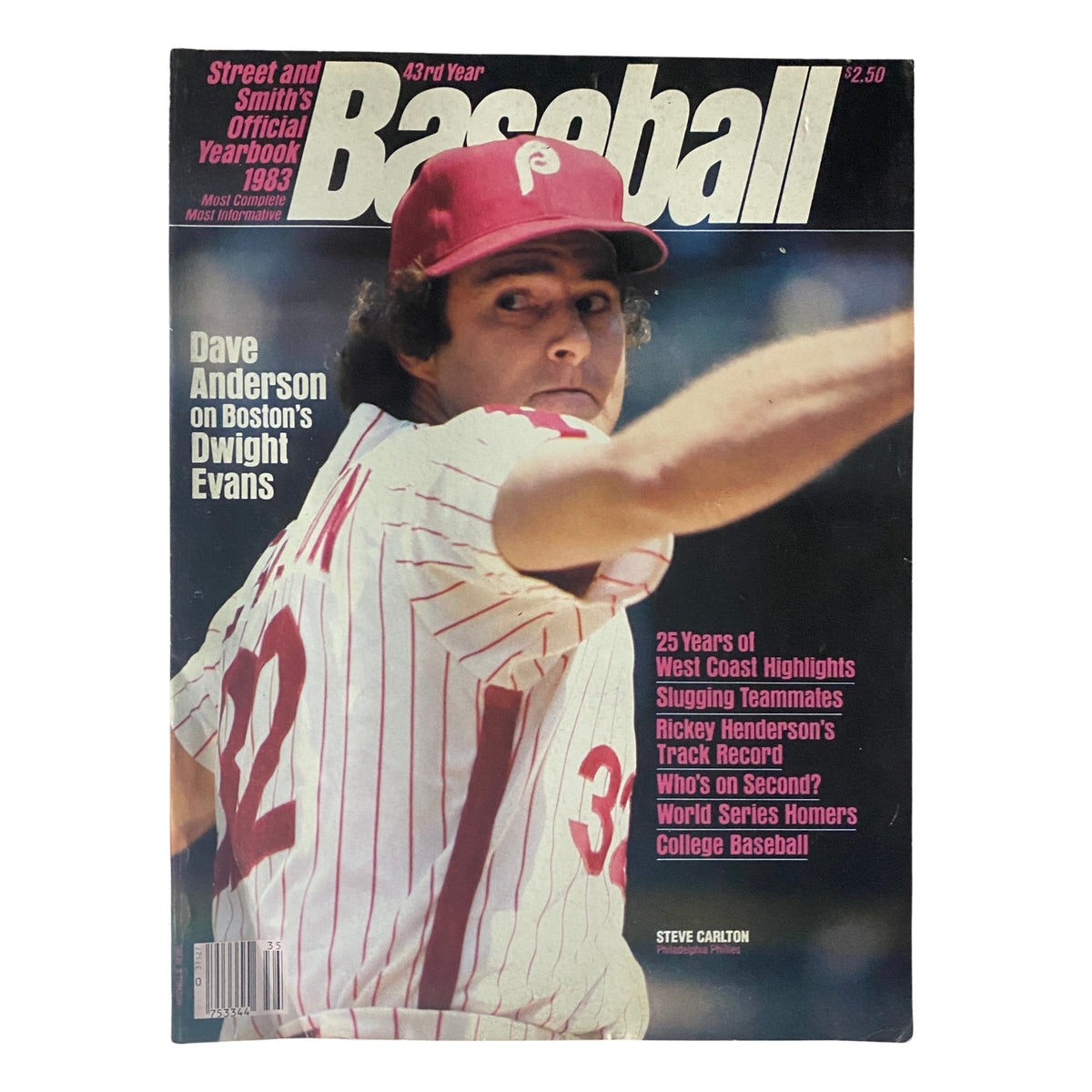 Cover of 1983 Street and Smith's Official Yearbook Baseball featuring Steve Carlton, showcasing the excitement of the 1983 MLB season.