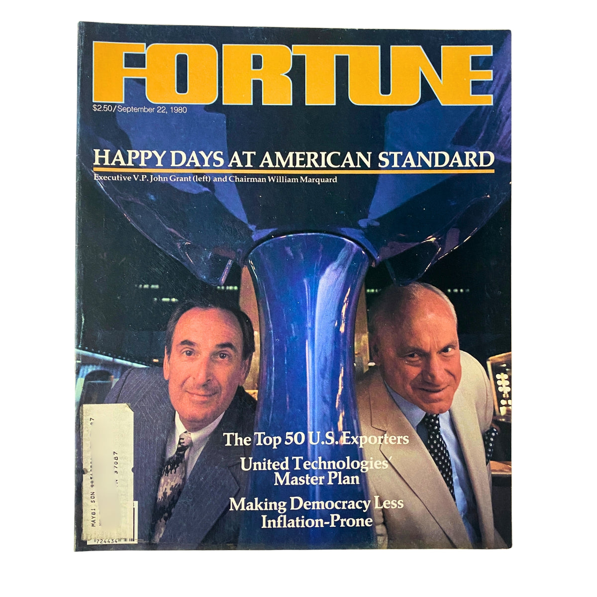 Fortune Magazine September 22, 1980 cover featuring corporate leaders John Grant and William Marquard, highlighting business insights and economic trends.