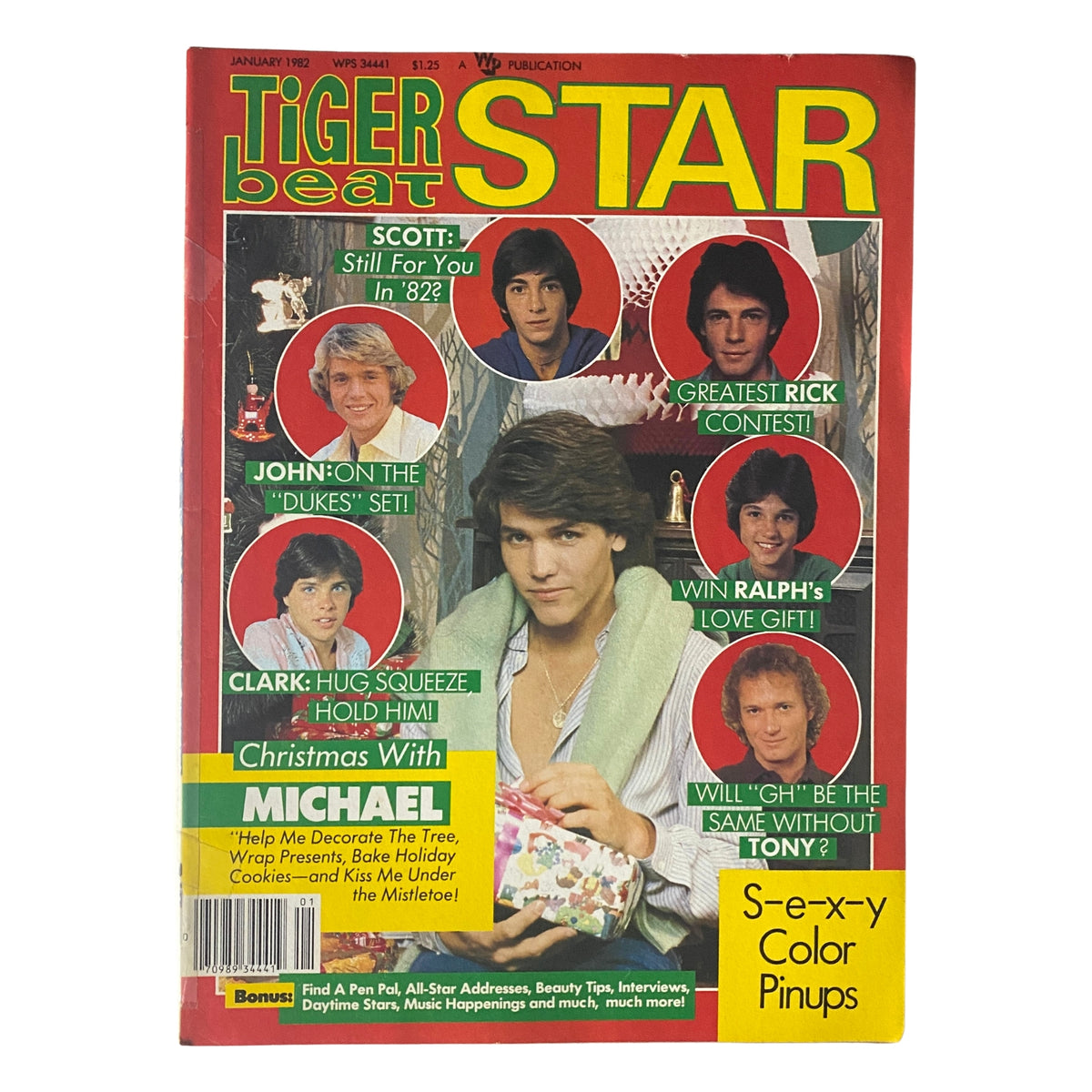 Cover of Tiger Beat Star Magazine January 1982 featuring Scott Baio, Rick Springfield and other popular teen idols from the 1980s.
