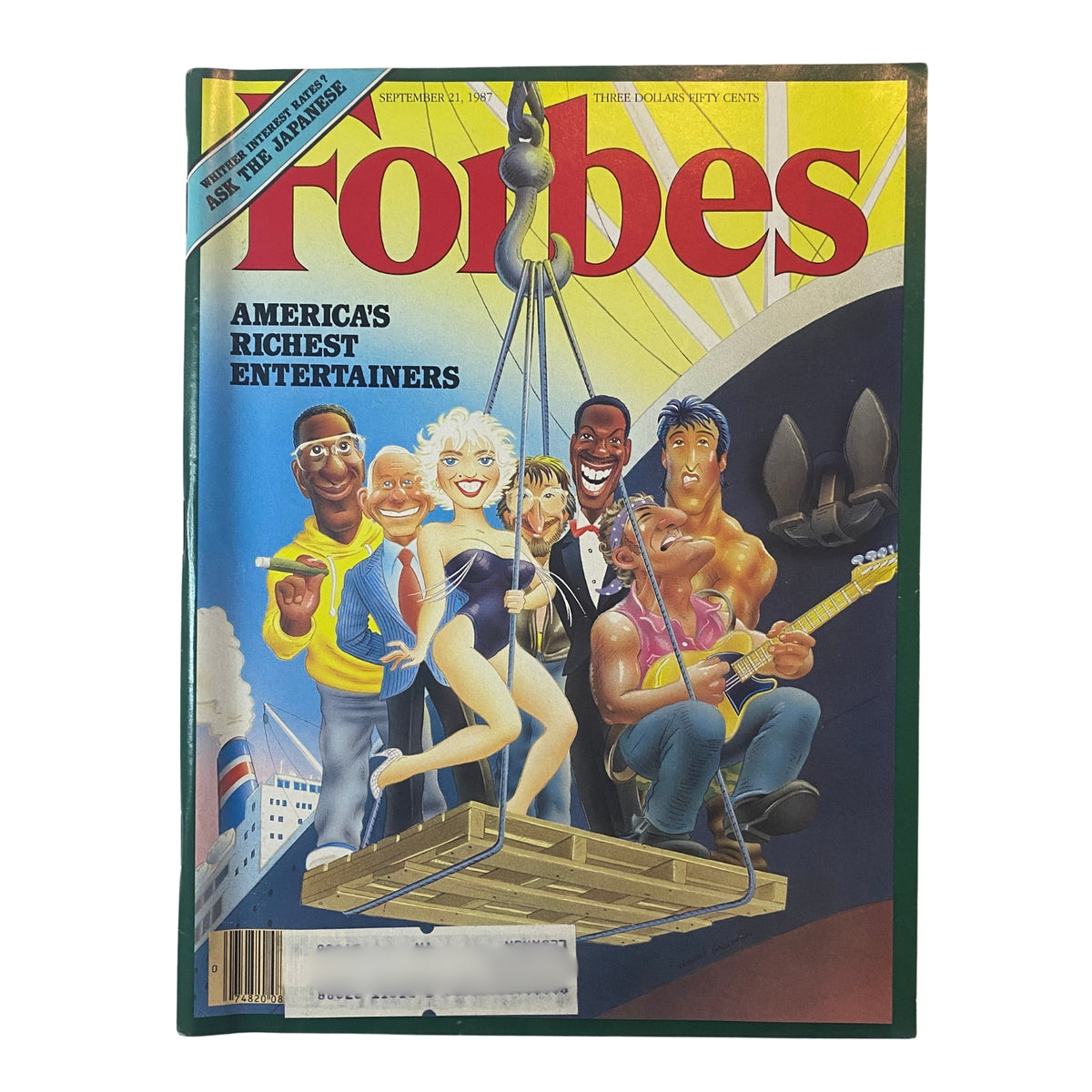 Cover of Forbes Magazine September 21, 1987, featuring the title 'America's Richest Entertainers' with colorful illustrations of various entertainers.