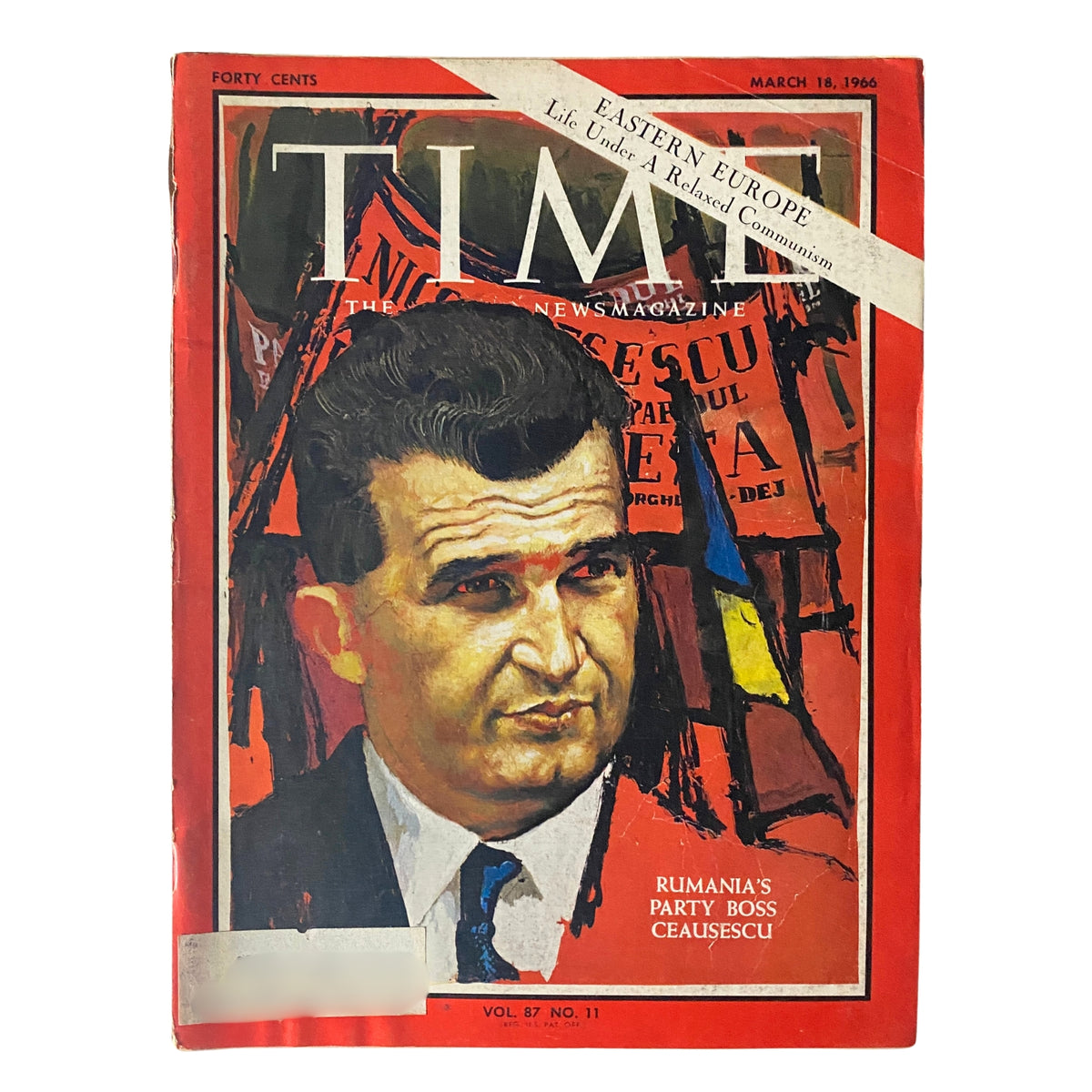 Time Magazine March 18, 1966 Vol 87 No. 11 featuring Rumania's Party Boss Ceaușescu on the cover, highlighting the political landscape of Romania during the Cold War.