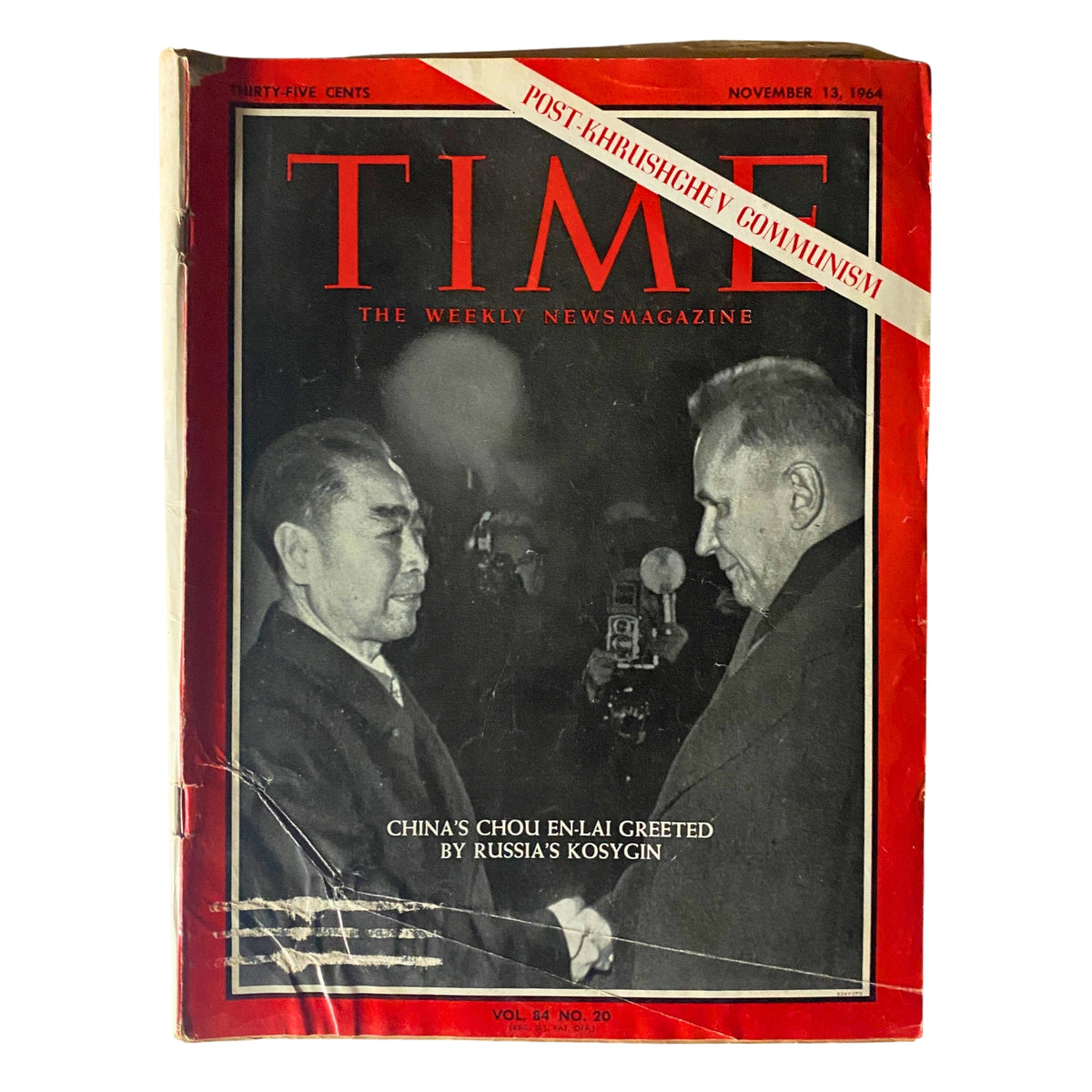 Time Magazine cover from November 13, 1964, featuring China's Chou En-Lai and Russia's Alexei Kosygin, highlighting Sino-Soviet relations during the Cold War.