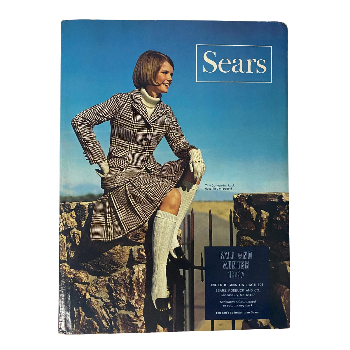Cover of the 1967 Sears Fall and Winter Catalog featuring a woman in a stylish plaid suit, showcasing mid-century fashion trends.