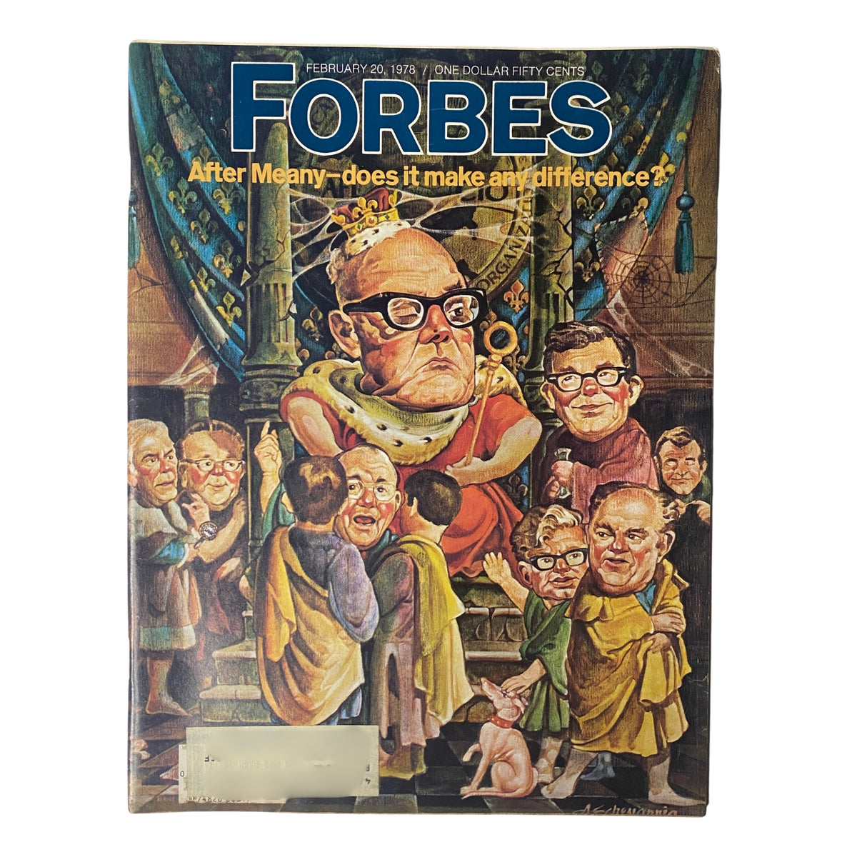 Forbes Magazine cover from February 20, 1978, featuring the title 'U.S. Labor: On The Defensive' with an illustration portraying figures in a historical setting.