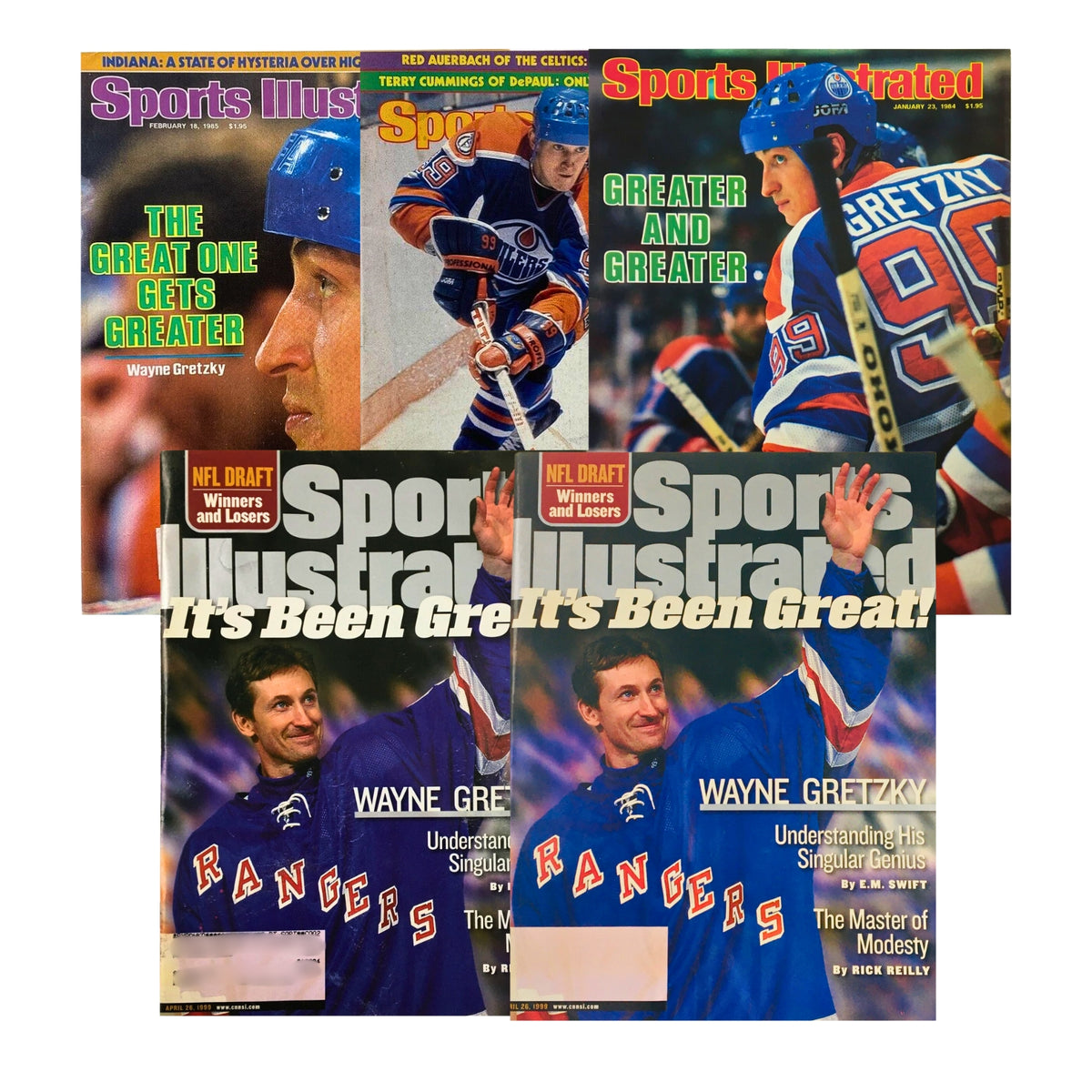 Cover of Sports Illustrated magazine featuring Wayne Gretzky, titled 'The Great One Gets Greater,' from February 18, 1985.