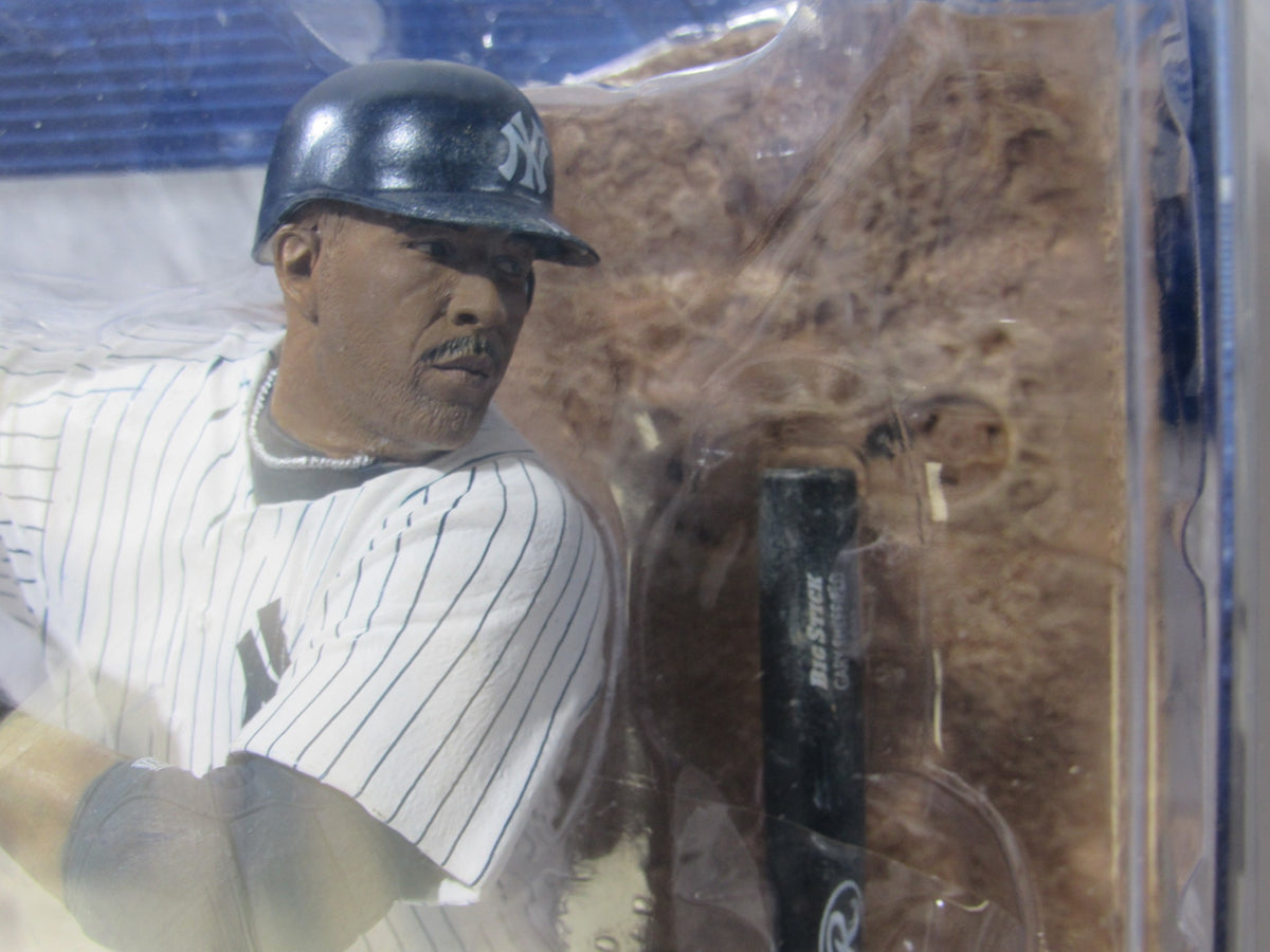 Close-up view of the McFarlane Sportspicks: MLB Series 16 Gary Sheffield Chase Variant Action Figure, highlighting detailed facial features and Yankees jersey.