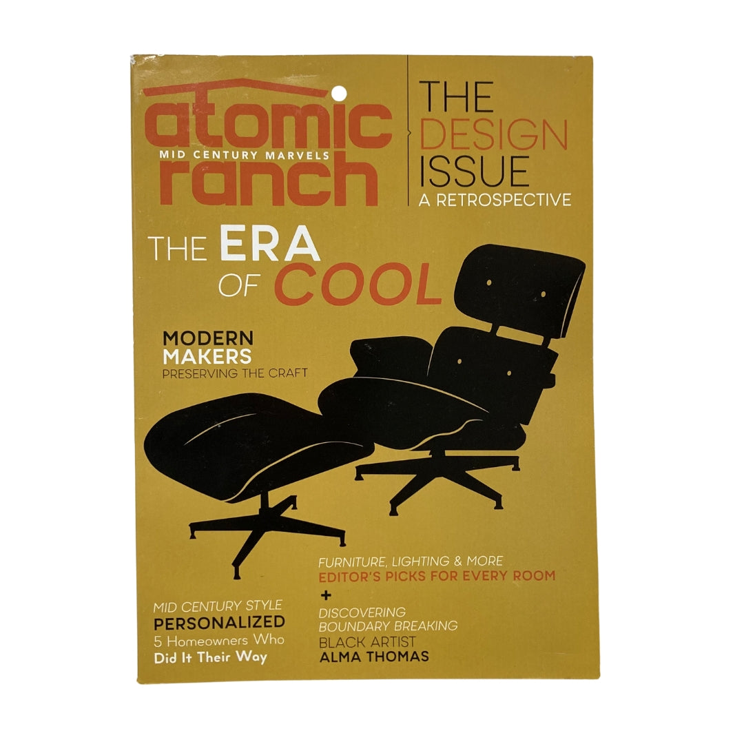 Cover of Atomic Ranch Magazine Design Issue 2021 A Retrospective, featuring bold graphics and mid-century modern design elements, highlighting themes like modern makers and personalized mid-century style.
