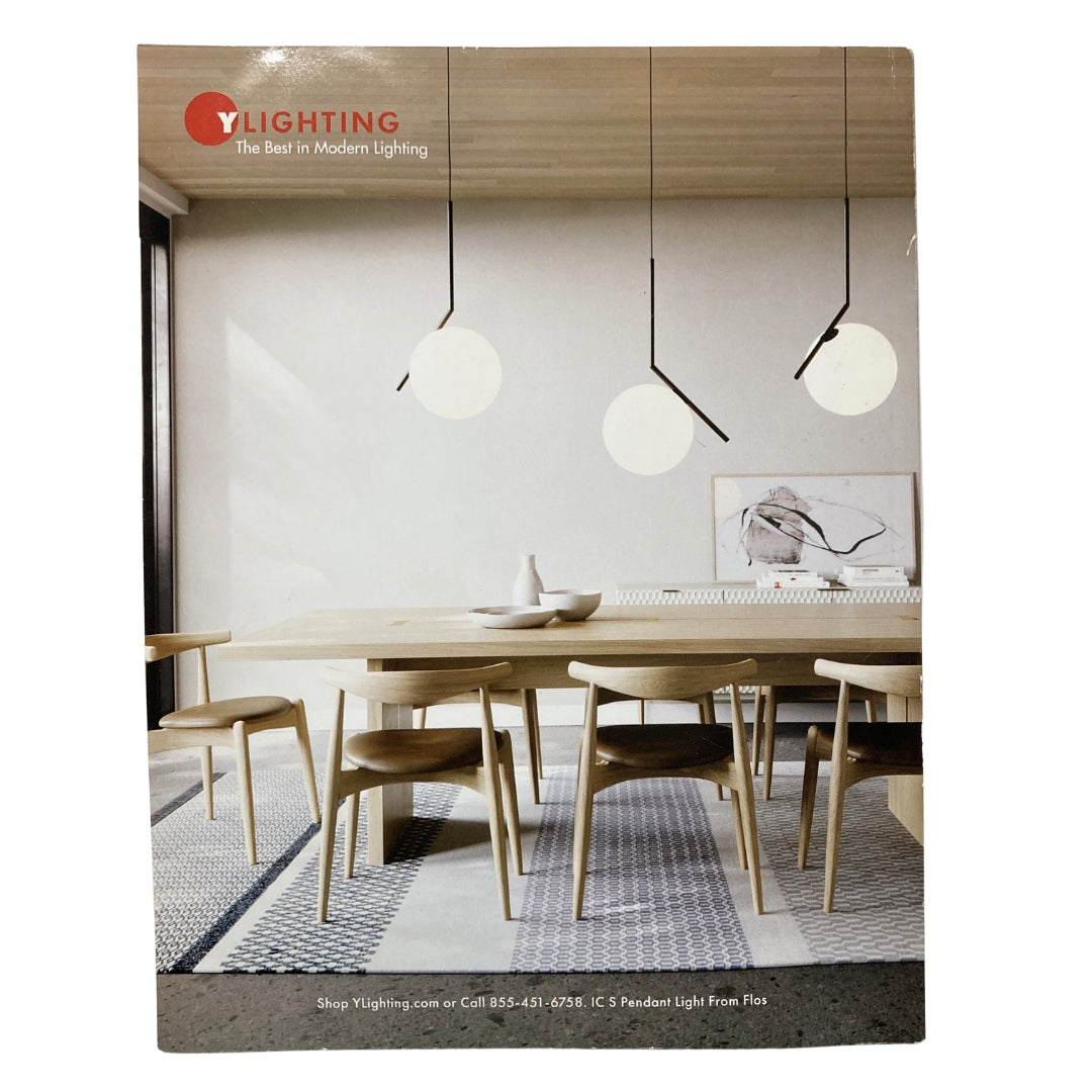 Cover of Atomic Ranch Magazine Winter 2019 showcasing midcentury furniture fundamentals, featuring modern interior design with wooden furniture and pendant lighting.