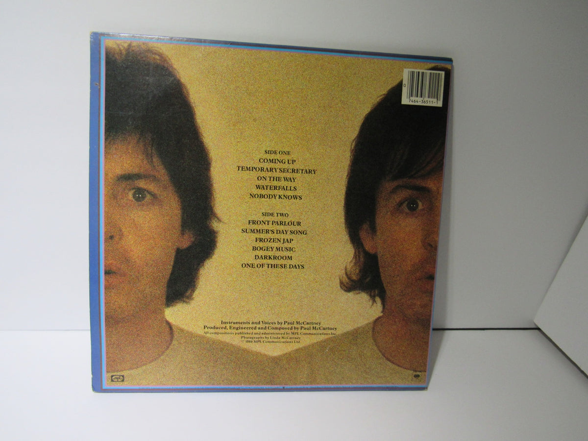 Back cover of the 1980 Paul McCartney: McCartney II LP displaying tracklist and album details. Record Grade: VG.