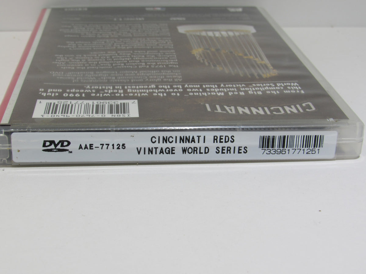 Back cover of the MLB Vintage World Series Films - Cincinnati Reds 1975, 1976 & 1990 DVD showing product information and barcode.