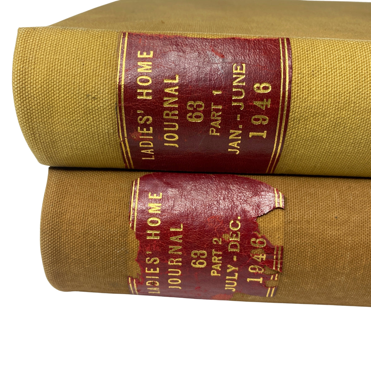 Ladies' Home Journal Library Bound Magazine 1946 Full Year January - December, showcasing the spine details with red and gold lettering.