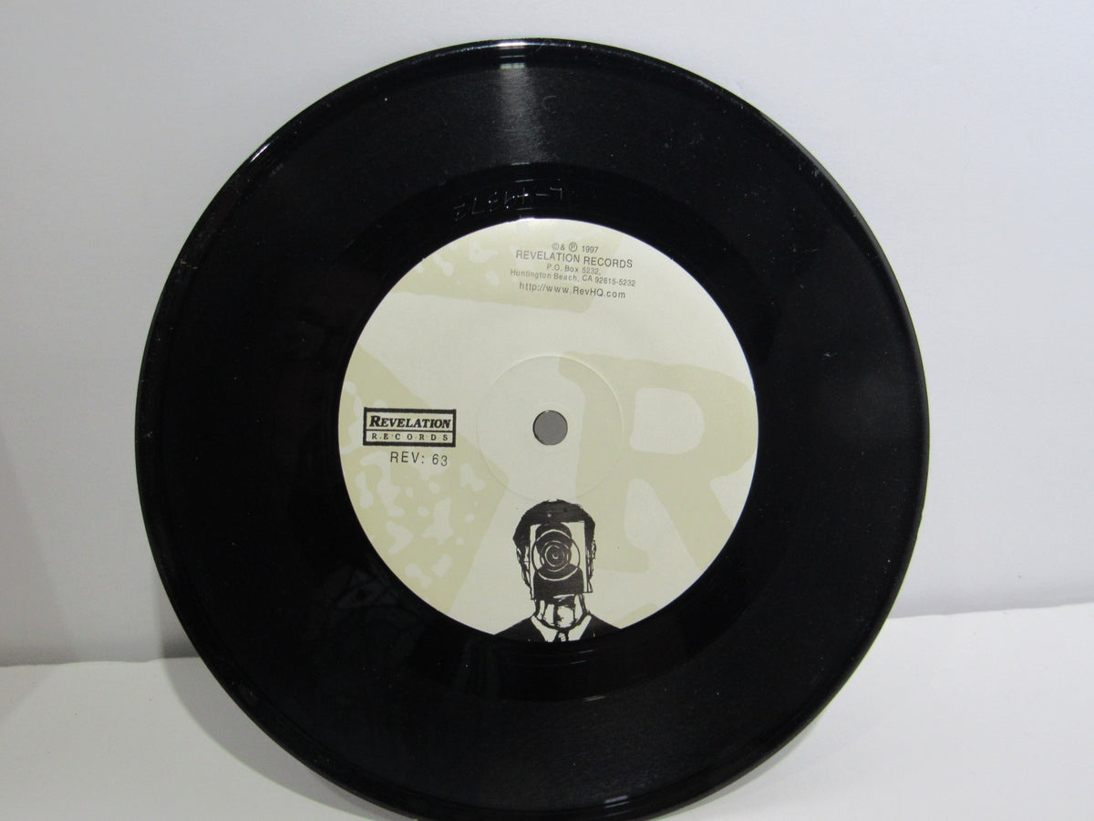 Vinyl record label for 'Kiss It Goodbye: Target Practice' on Revelation Records, REV: 63.