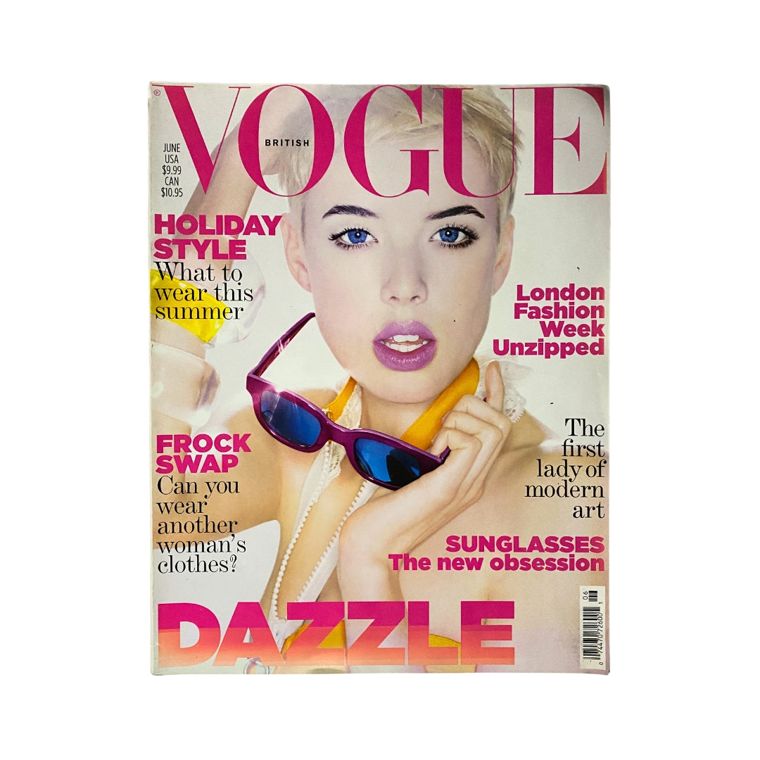 Vogue UK Magazine June 2007 cover featuring supermodel Agyness Deyn, showcasing vibrant fashion trends with bold typography.