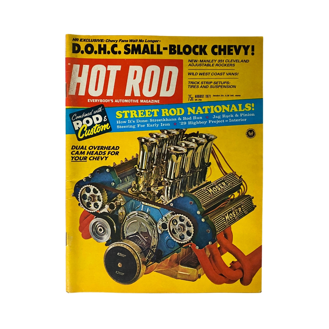 Hot Rod Magazine August 1971 Dual Overhead Cam Heads for Your Chevy No Label VG