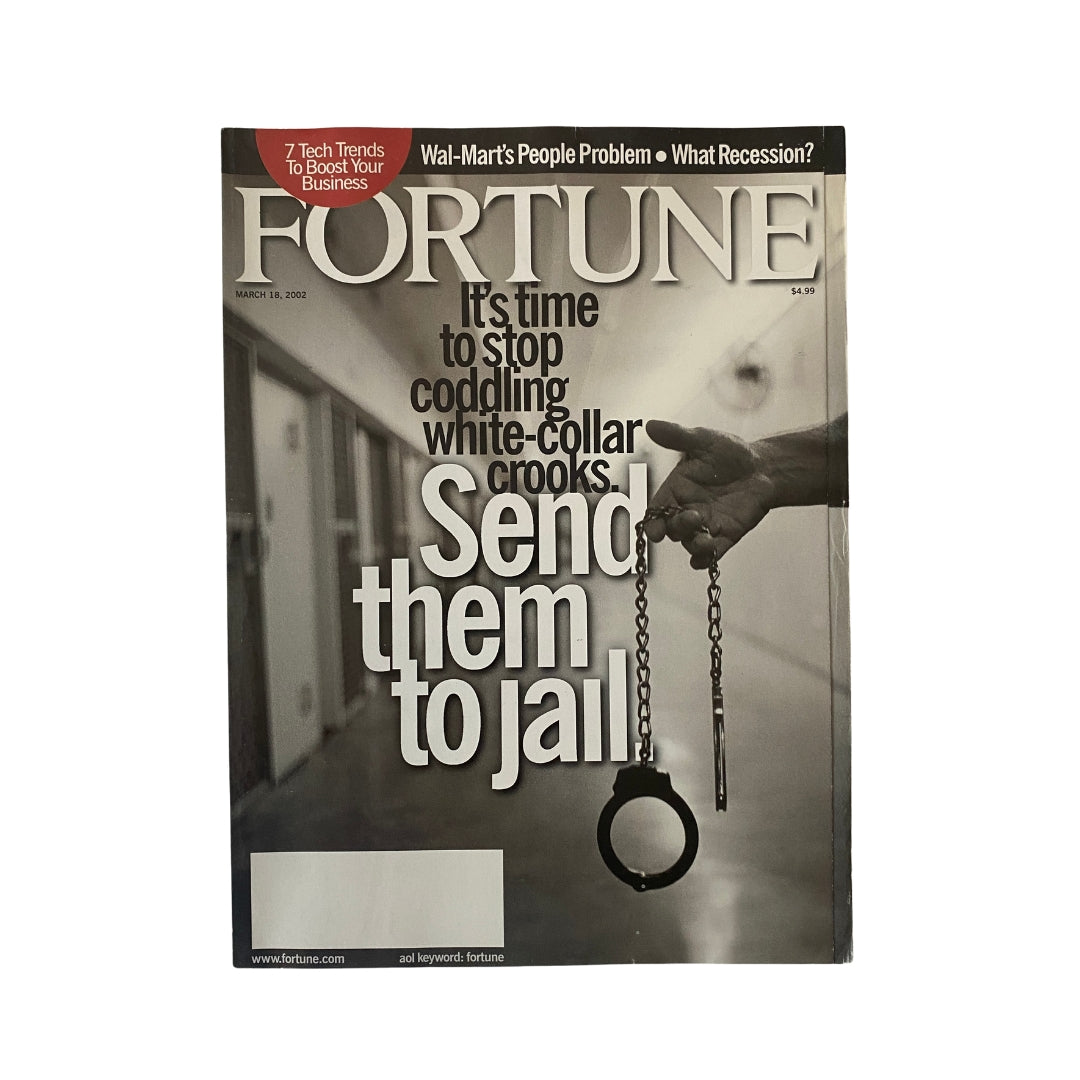 Cover of Fortune Magazine March 18, 2002 featuring the title 'Time To Stop Coddling White-Collar Crooks' with a visual highlighting corporate accountability and ethics in business.